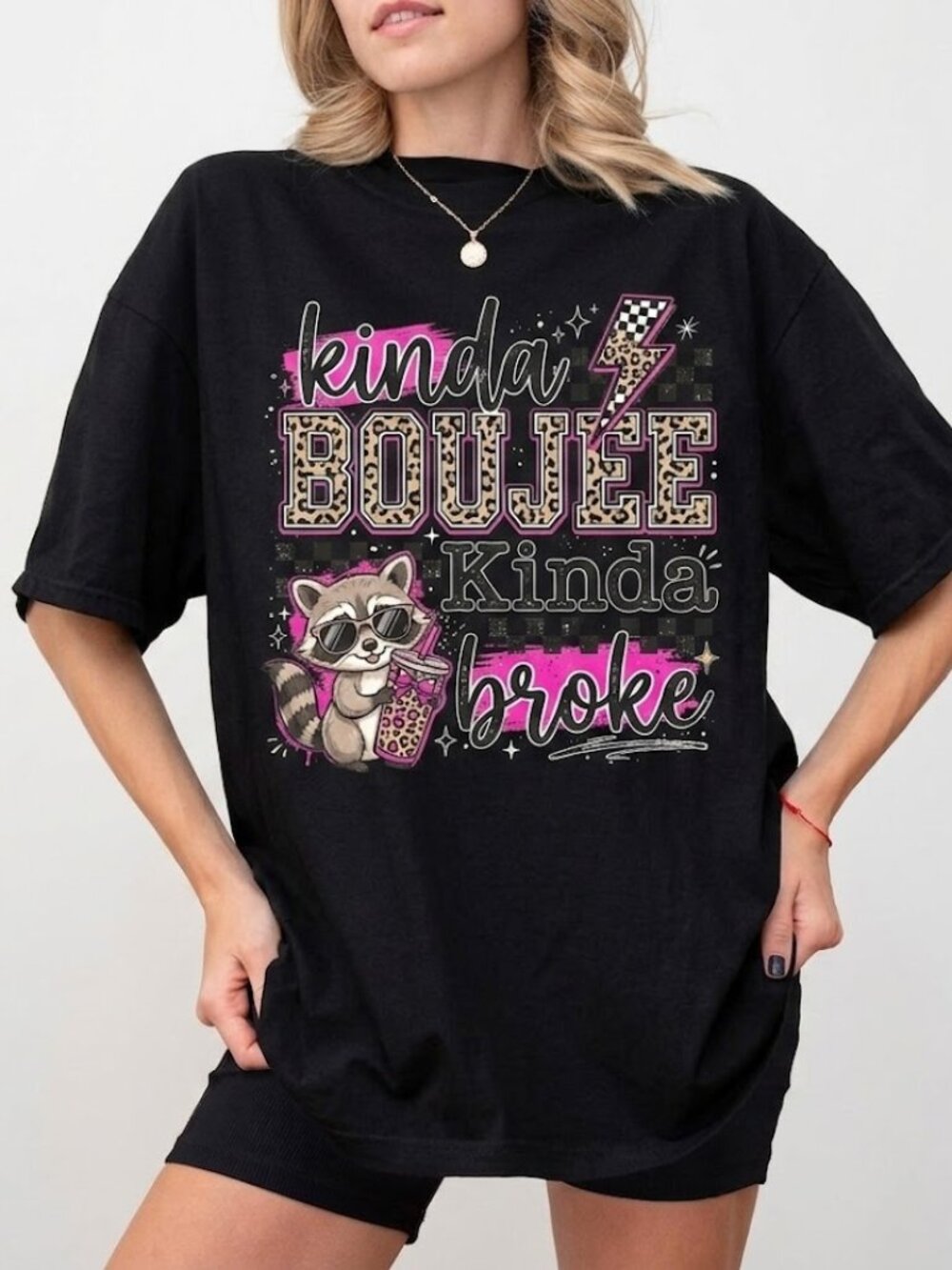 Kinda Boujee Kinda Broke Tee, Funny Raccoon Shirt